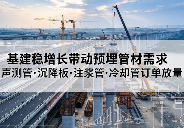 东海基建稳增长带动预埋监测管材需求，声测管、沉降板、注浆管订单持续放量